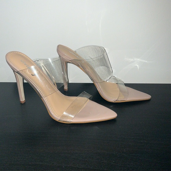 Vivianly Women's Clear Strap Stiletto Heel Sandals Pointed Toe Shoe,Size 9- Nude - Picture 8 of 8